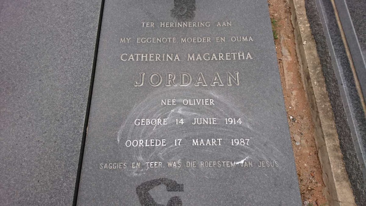 JORDAAN Daniël 1918-1989 &amp; Catherina Magaretha OLIVIER 1914-1987
