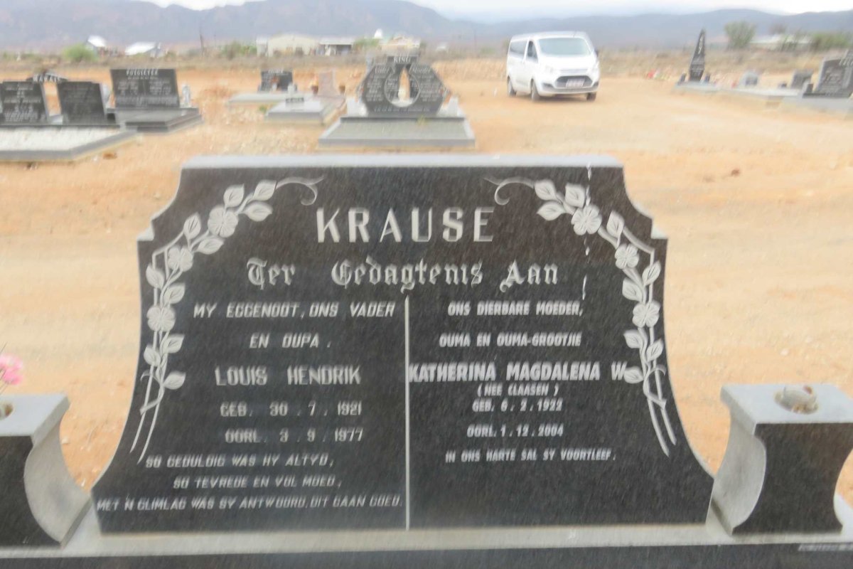 KRAUSE Louis Hendrik 1921-1977 &amp; Katherina Magdalena W. CLAASEN 1922-2004