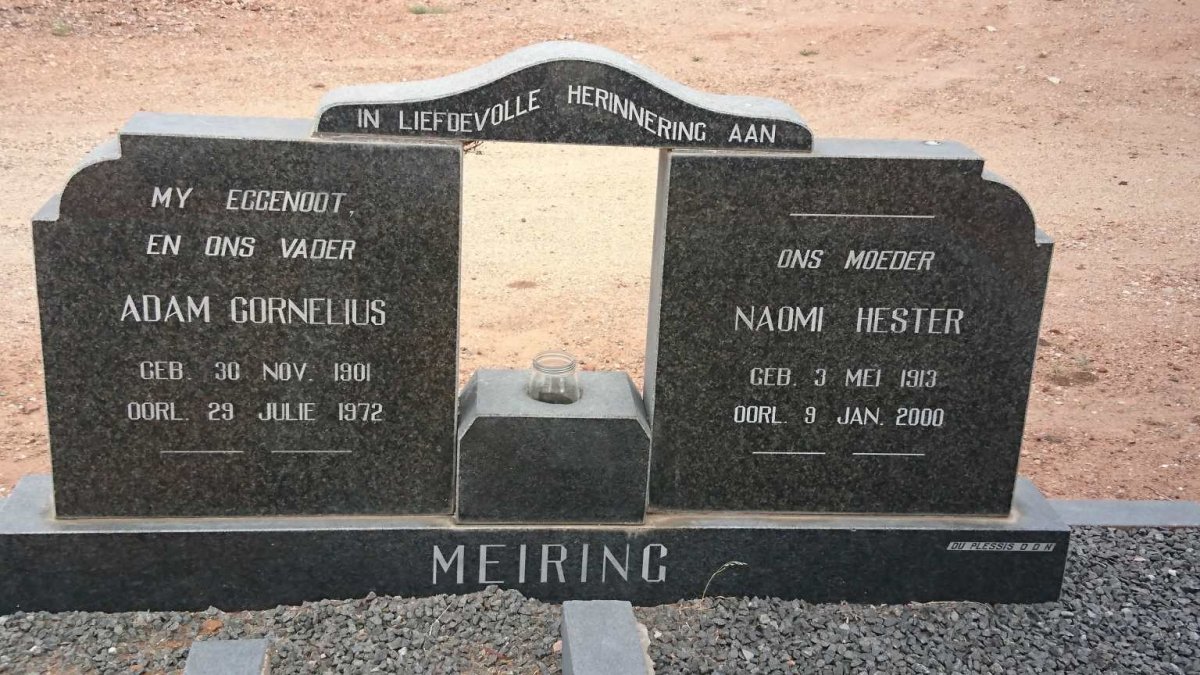 MEIRING Adam Cornelius 1901-1972 &amp; Naomi Hester 1913-2000
