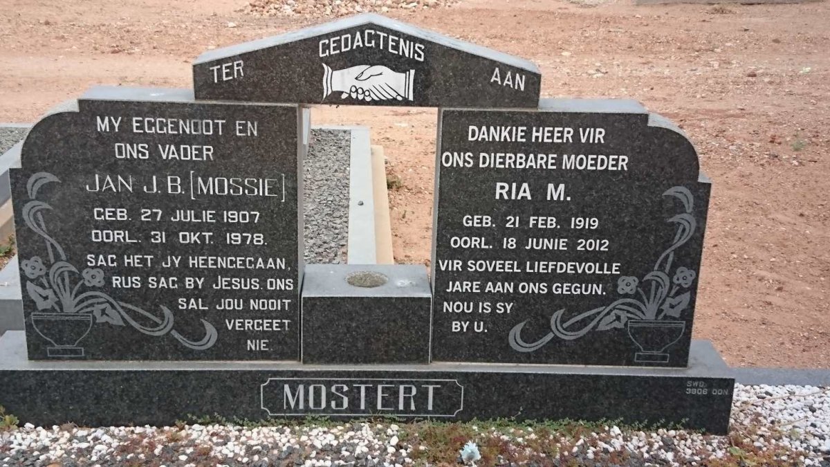 MOSTERT Jan J.B. 1907-1978 &amp; Ria M. 1919-2012