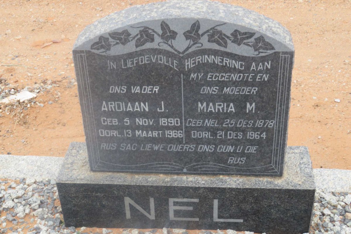 NEL Ardiaan J. 1890-1966 &amp; Maria M. NEL 1878-1964