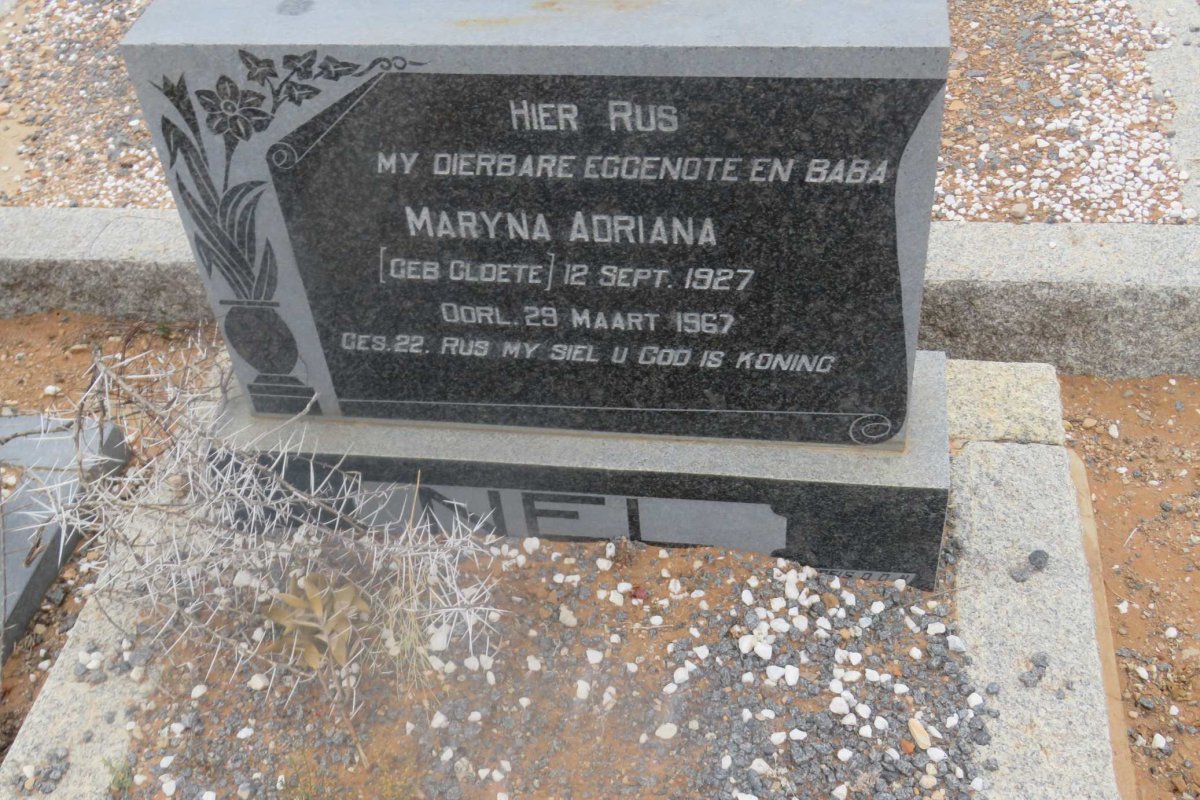 NEL Maryna Adriana nee CLOETE 1927-1967