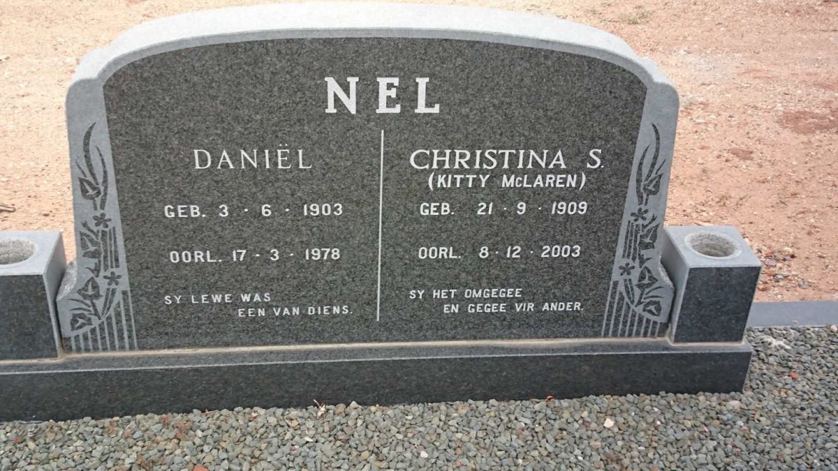 NEL Daniël 1903-1978 &amp; Christina S. McLAREN 1909-2003