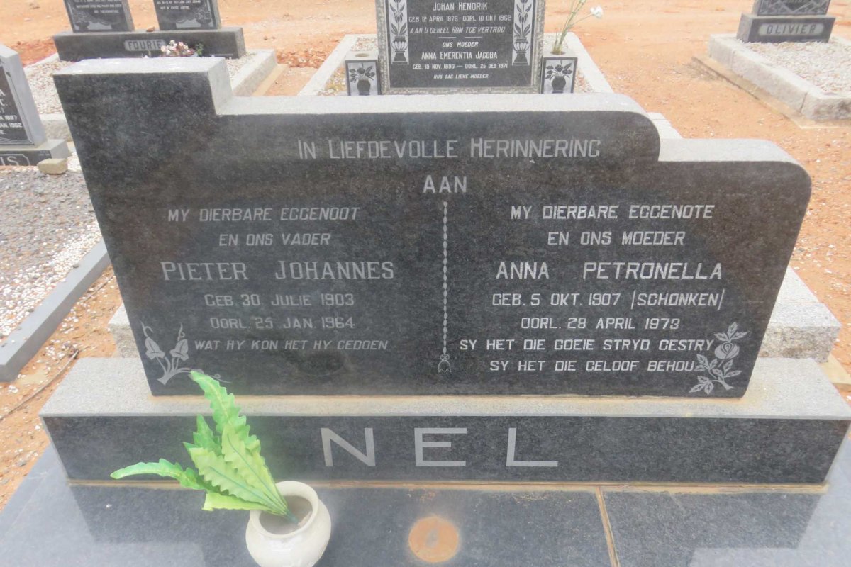 NEL Pieter Johannes 1903-1964 &amp; Anna Petronella SCHONKEN 1907-1973