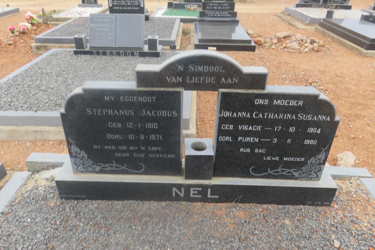 NEL Stephanus Jacobus 1910-1971 &amp; Johanna Catharina Susanna PUREN nee VISAGIE 1904-1980