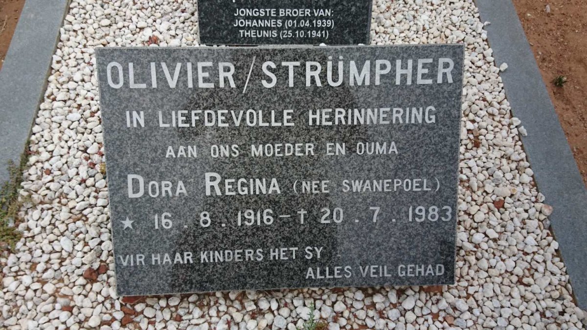 STRÜMPHER Dora Regina, OLIVIER nee SWANEPOEL 1916-1983