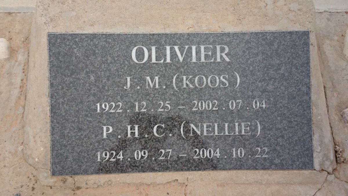 OLIVIER J.M. 1922-2002 &amp; P.H.C. 1924-2004