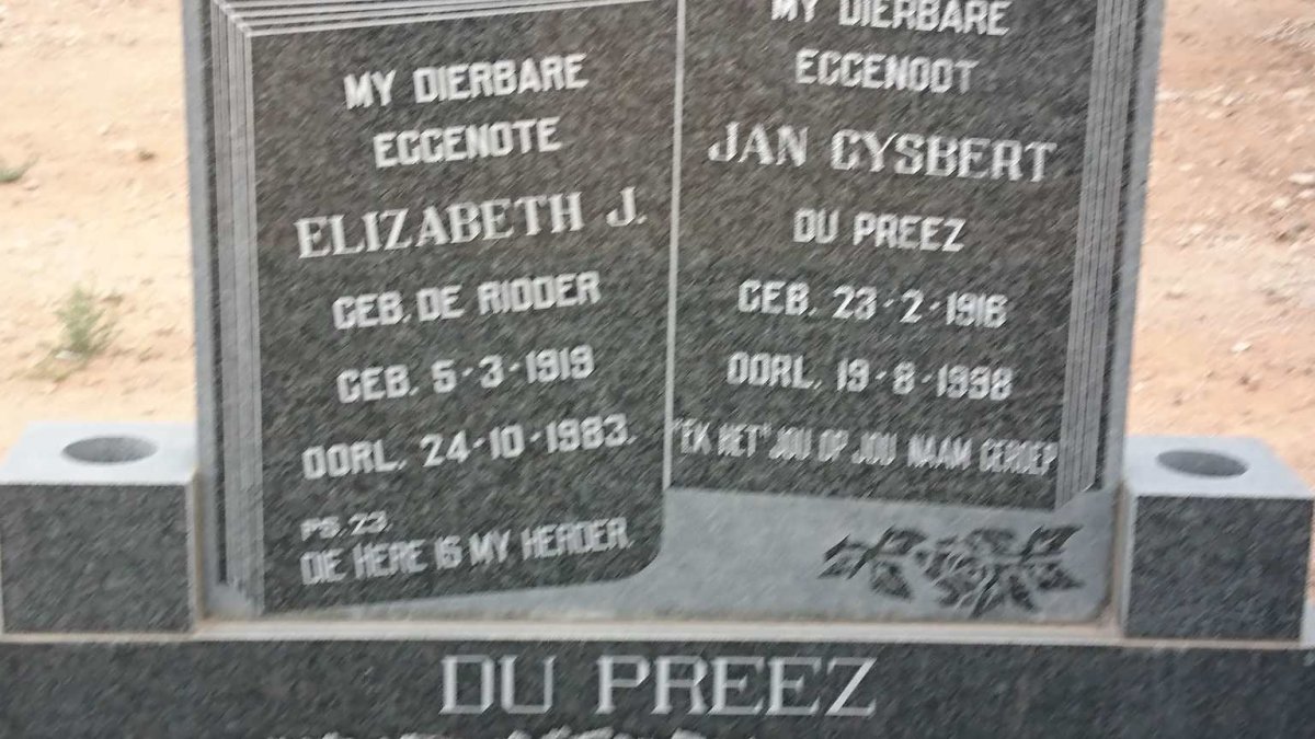 PREEZ Jan Gysbert, du 1916-1998 &amp; Elizabeth J. DE RIDDER 1919-1983