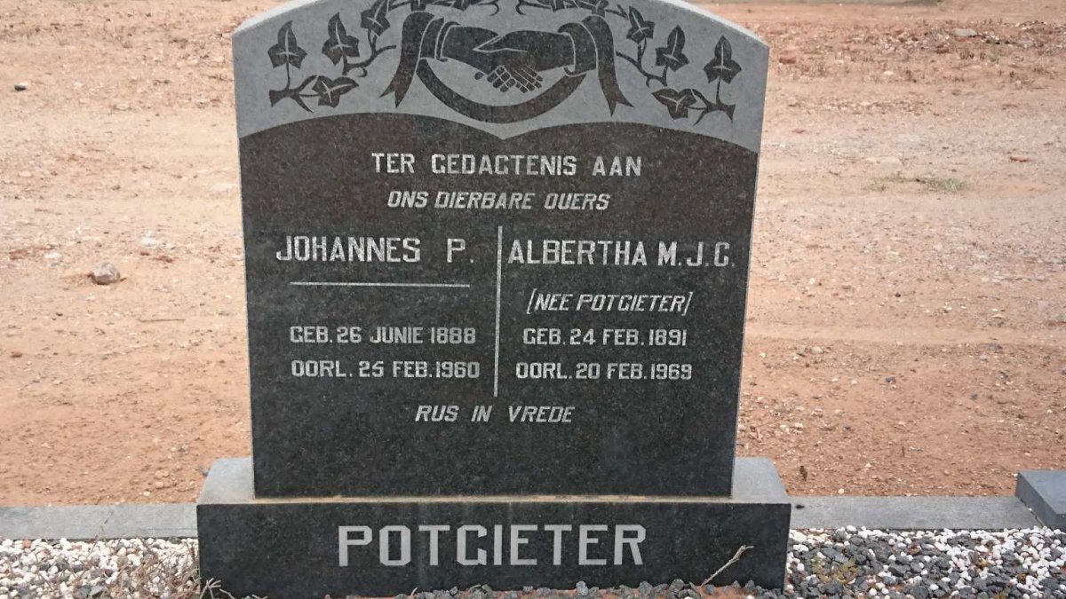 POTGIETER Johannes P. 1888-1960 &amp; Albertha M.J.C. POTGIETER 1891-1969