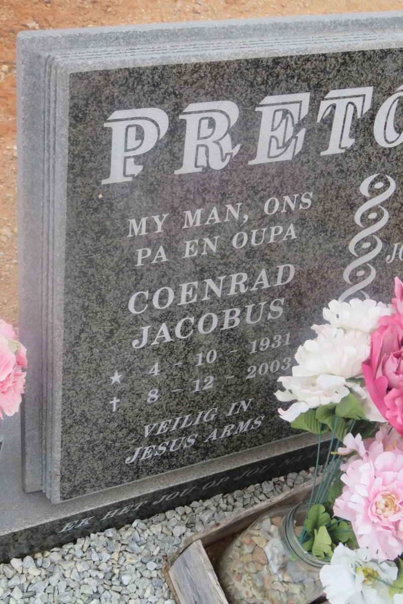 PRETORIUS Coenrad Jacobus 1931-2003 &amp; Johanna Jakomina Kristina 1940-2009