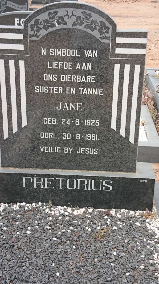 PRETORIUS Jane 1925-1981