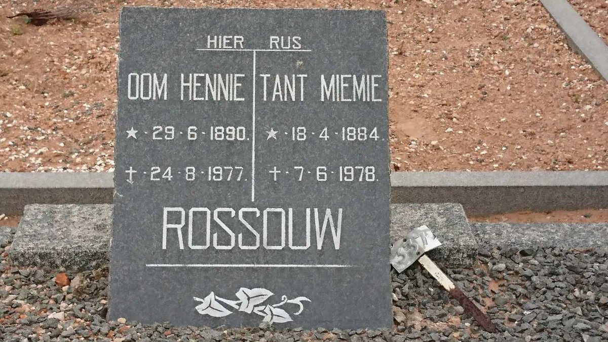 ROSSOUW Hennie 1890-1977 &amp; Miemie 1884-1978