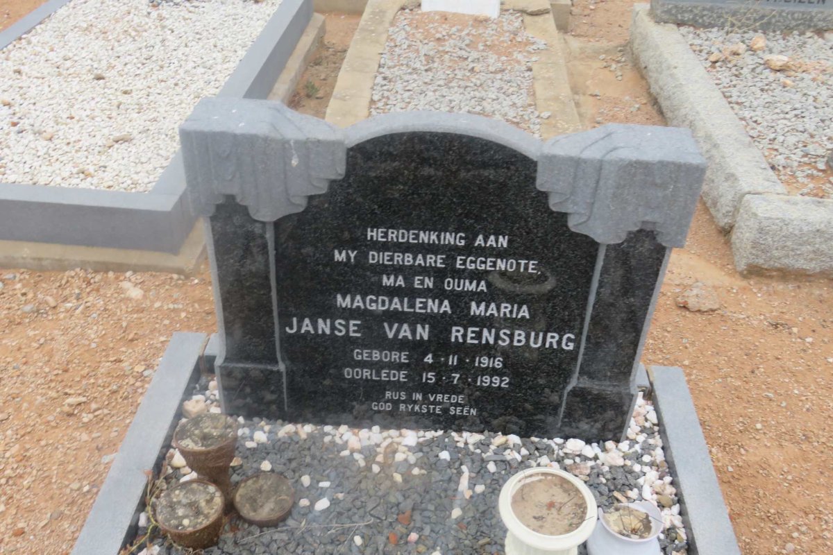 RENSBURG Magdalena Maria, Janse van 1916-1992