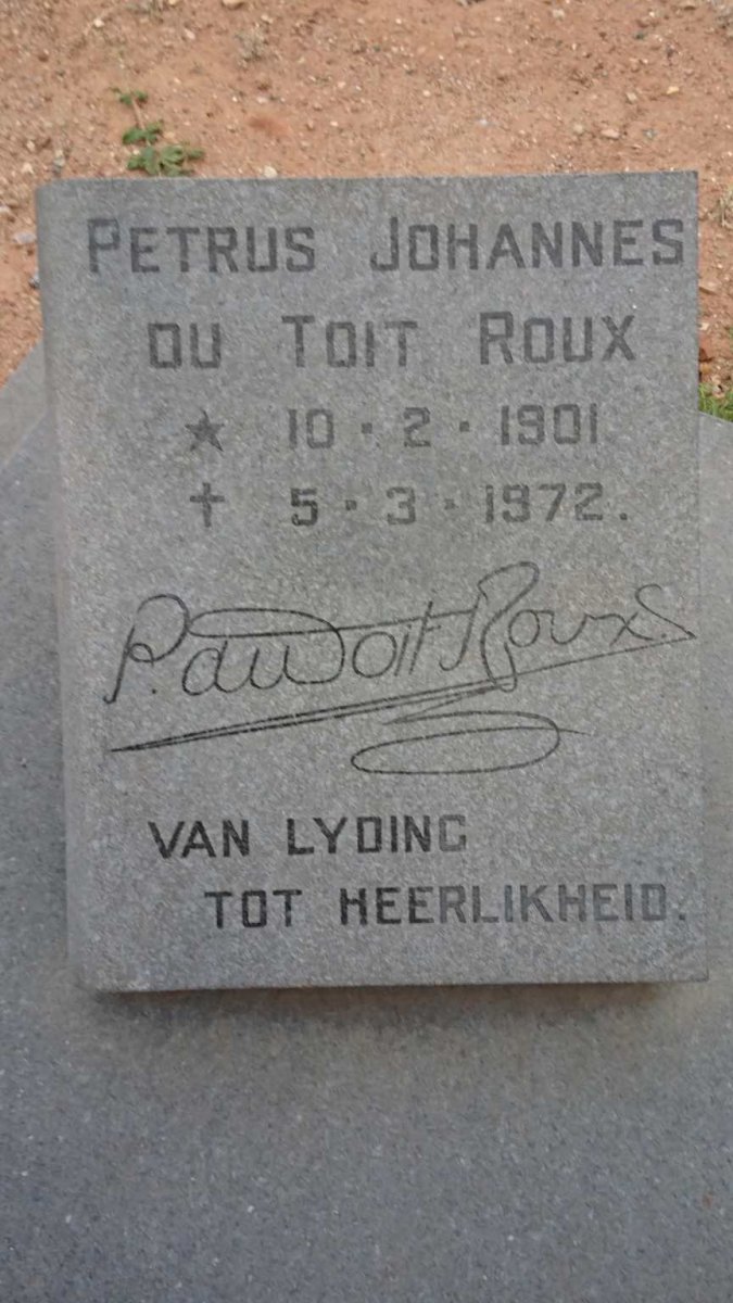 ROUX Petrus Johannes du Toit 1901-1972