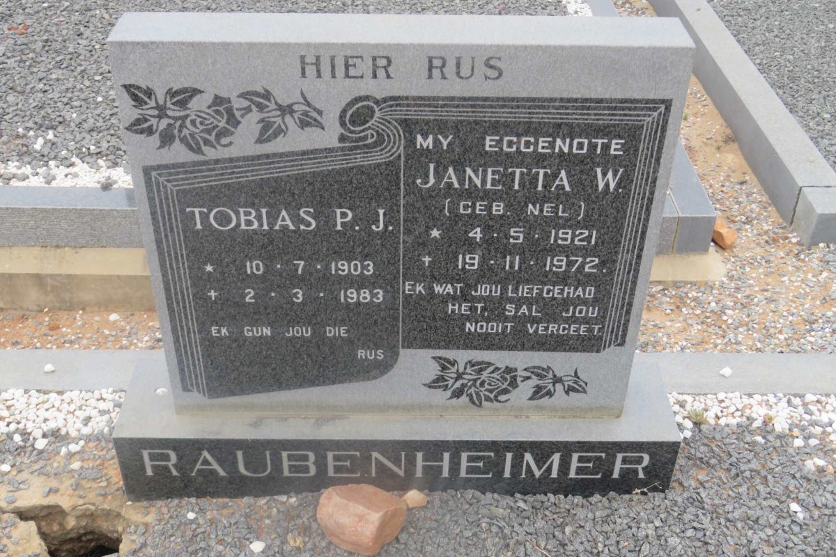 RAUBENHEIMER Tobias P.J. 1903-1983 &amp; Janetta W. NEL 1921-1972