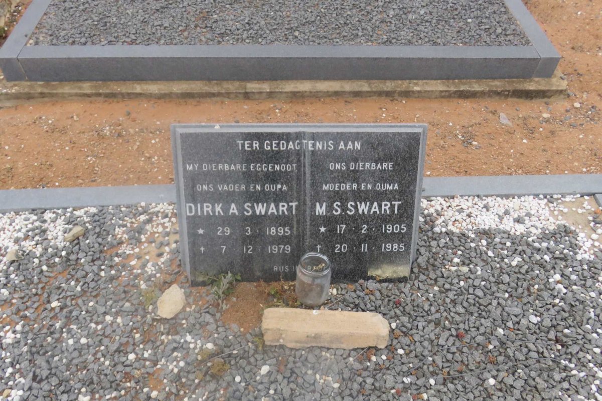SWART Dirk A. 1895-1979 &amp; M.S. 1905-1985