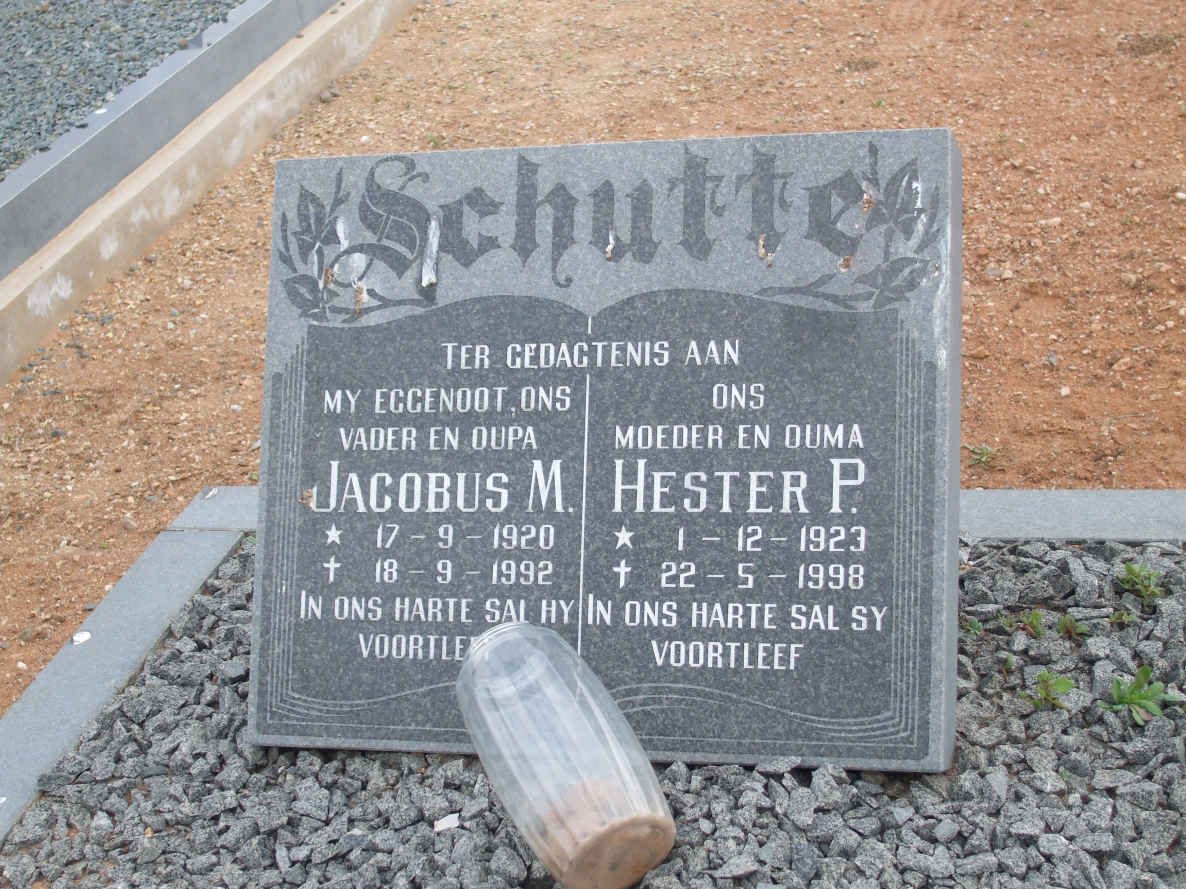 SCHUTTE Jacobus M. 1920-1992 &amp; Hester P. 1923-1998