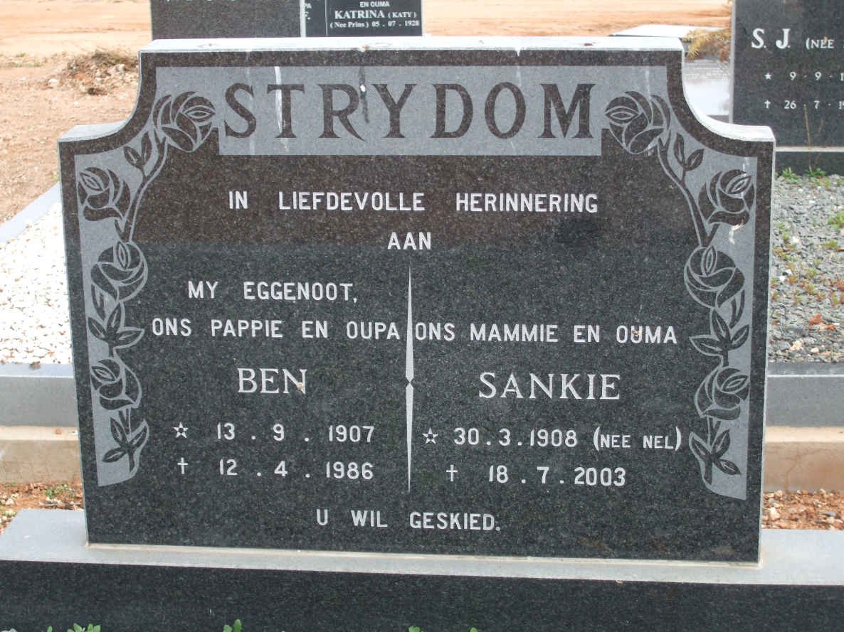 STRYDOM Ben 1907-1986 &amp; Sankie NEL 1908-2003