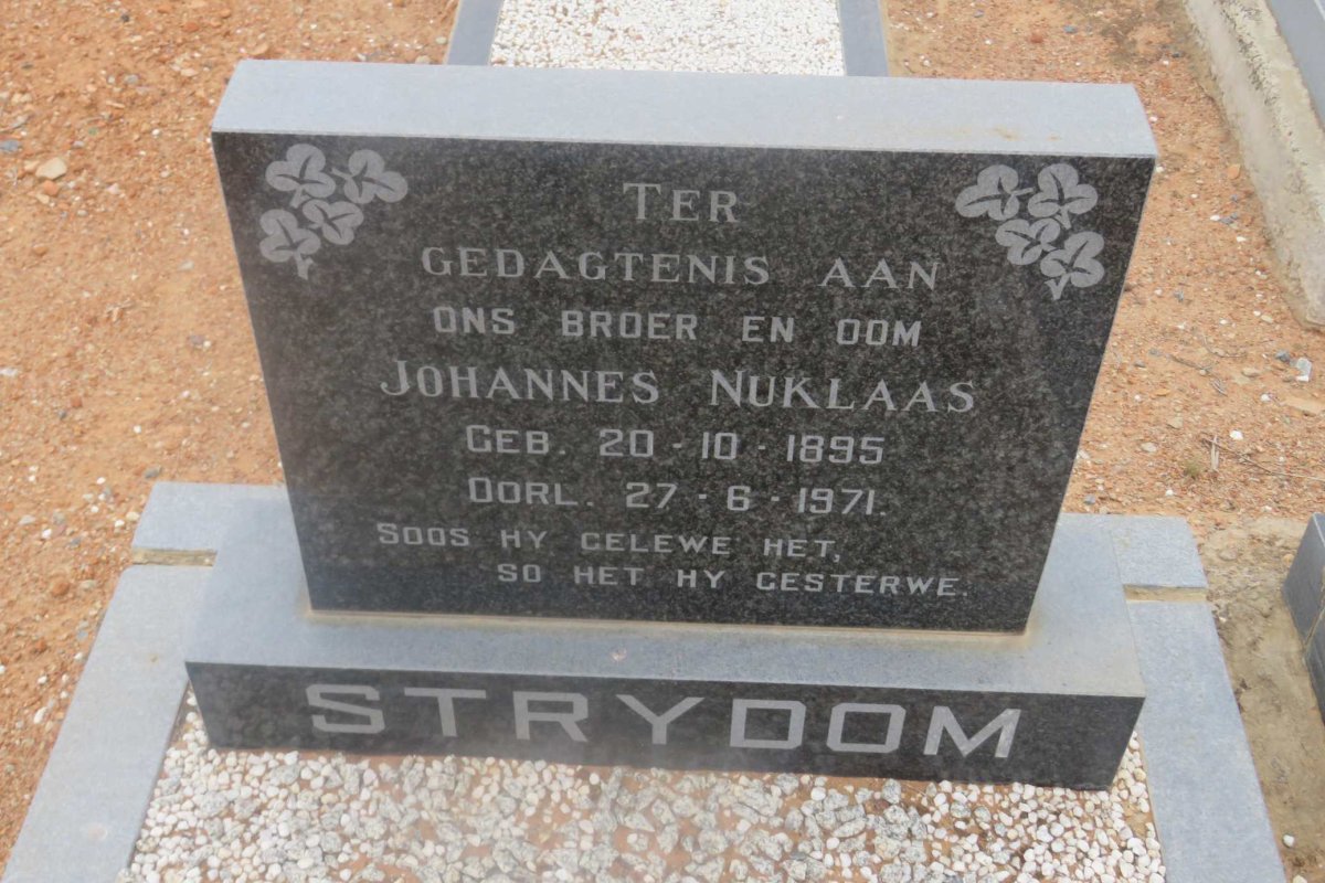 STRYDOM Johannes Nuklaas 1895-1971