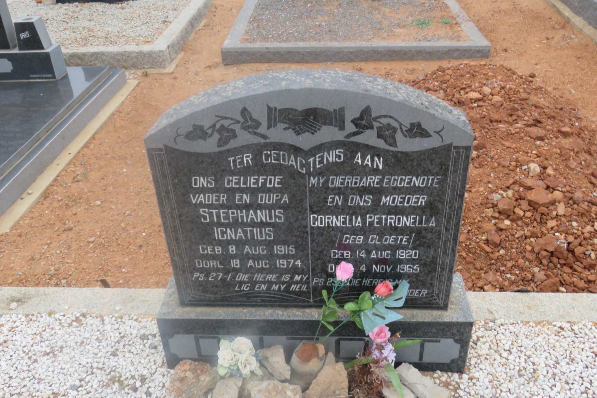 TOIT Stephanus Ignatius, du 1915-1974 &amp; Cornelia Petronella CLOETE 1920-1965