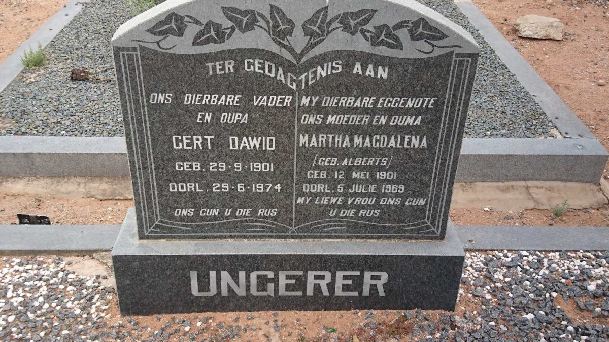 UNGERER Gert Dawid 1901-1974 &amp; Martha Magdalena ALBERTS 1901-1969