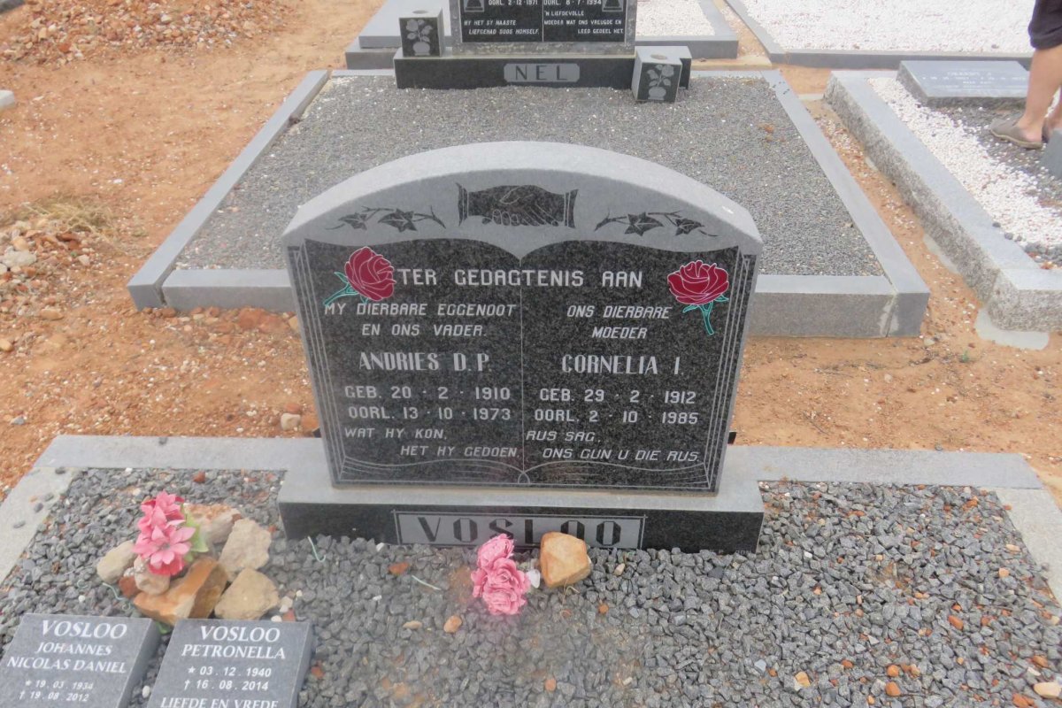 VOSLOO Andries D.P. 1910-1973 &amp; Cornelia I. 1912-1985 :: VOSLOO Johannes Nicolas Daniel 1934-2012 &amp; Petronella 1940-2014