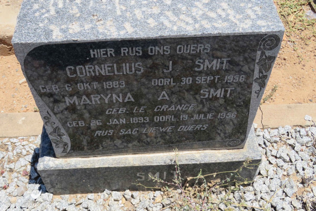 SMIT Cornelius J. 1883-1956 &amp; Maryna A. LE GRANGE 1893-1956