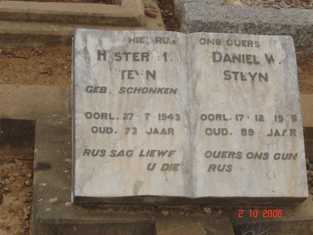 STEYN Daniel W. -1948 &amp; Hester M. SCHONKEN -1943