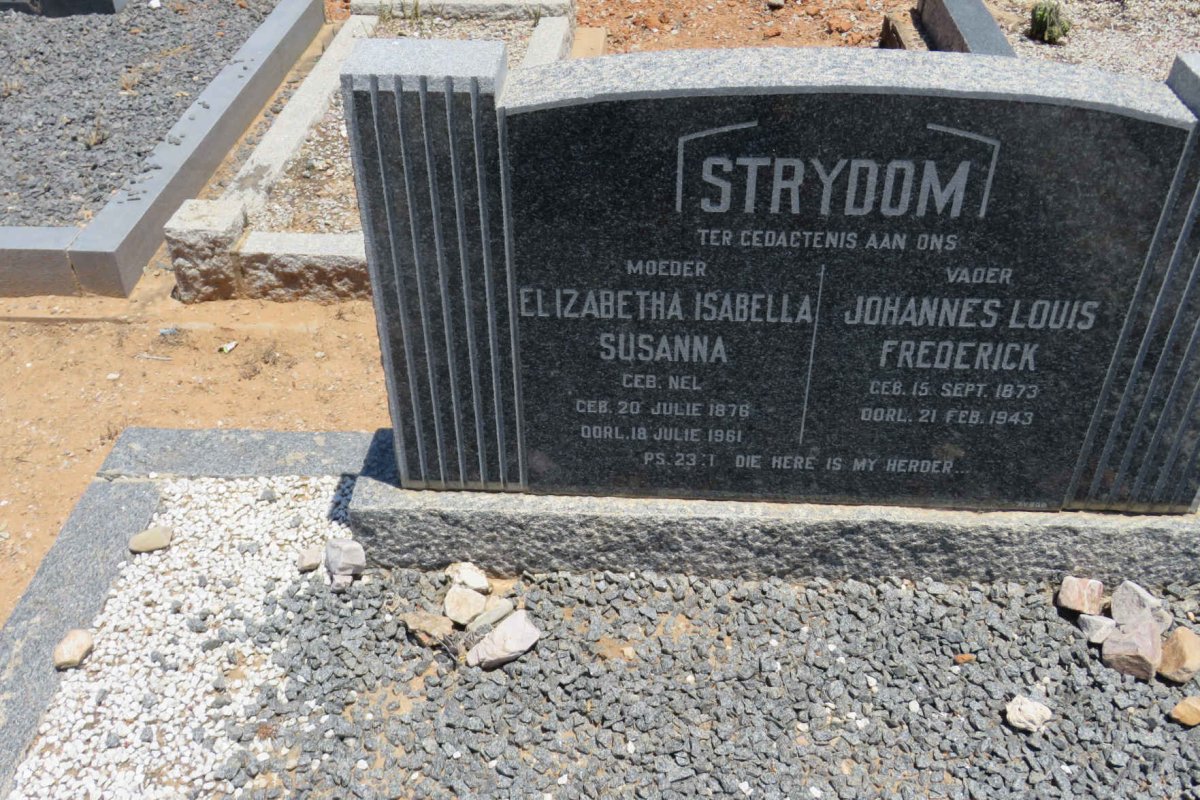STRYDOM Johannes Louis Frederick 1873-1943 &amp; Elizabeth Isabella Susanna NEL 1876-1961