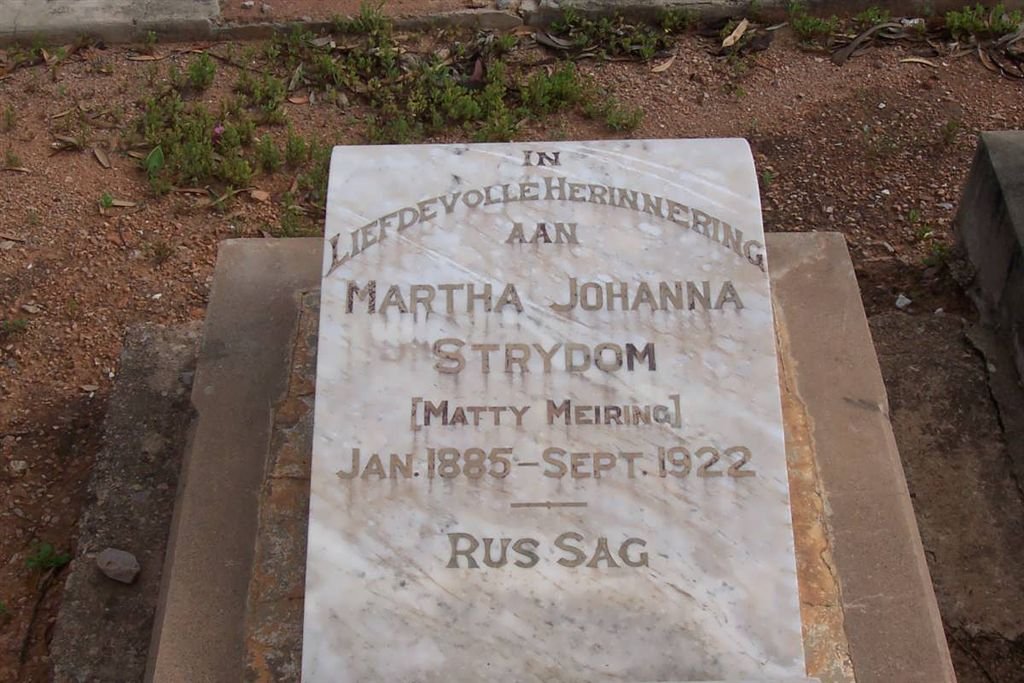 STRYDOM Martha Johanna nee MEIRING 1885-1922