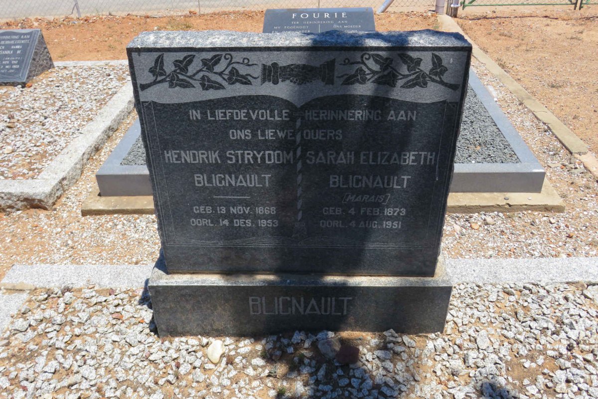 BLIGNAULT Hendrik Strydom 1868-1953 &amp; Sarah Elizabeth MARAIS 1873-1951
