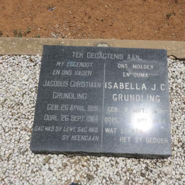 GRUNDLING Jacobus Christiaan 1891-1964 &amp; Isabella J.C. 1896-1984