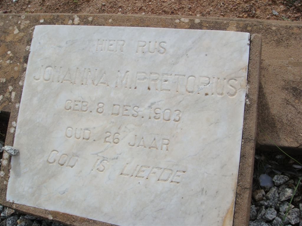 PRETORIUS Johanna M. 1903-1929