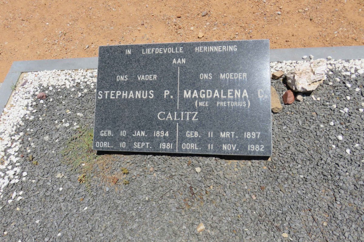 CALITZ Stephanus P. 1894-1981 &amp; Magdalena C. PRETORIUS 1897-1982