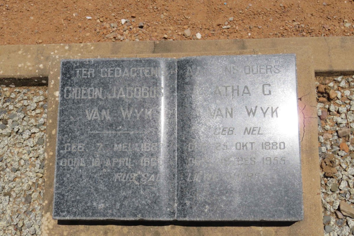WYK Gideon Jacobus, van 188?-196? &amp; Martha C. NEL 1880-1955