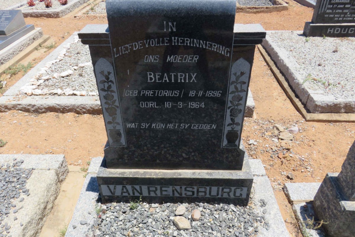 RENSBURG Beatrix, van nee PRETORIUS 1896-1964