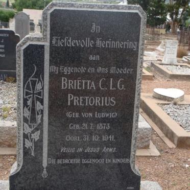 PRETORIUS Briëtta C.L.G. née VON LUDWIG 1873-1941