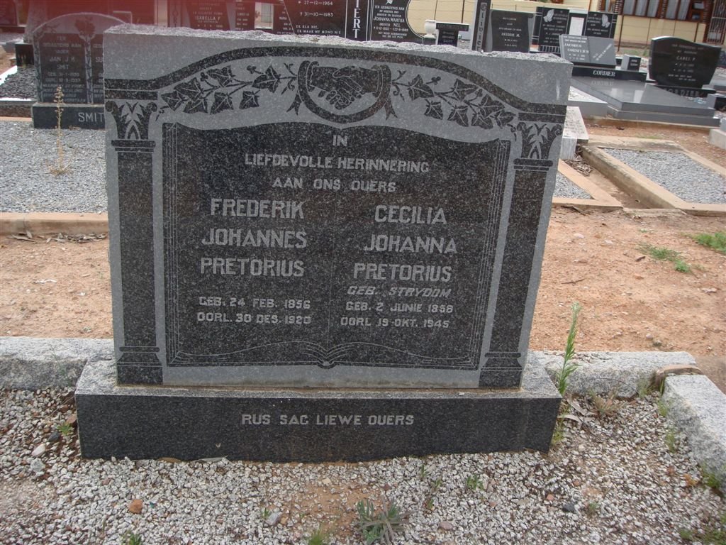 PRETORIUS Frederik Johannes 1856-1920 &amp; Cecilia Johanna neé STRYDOM 1858-1945