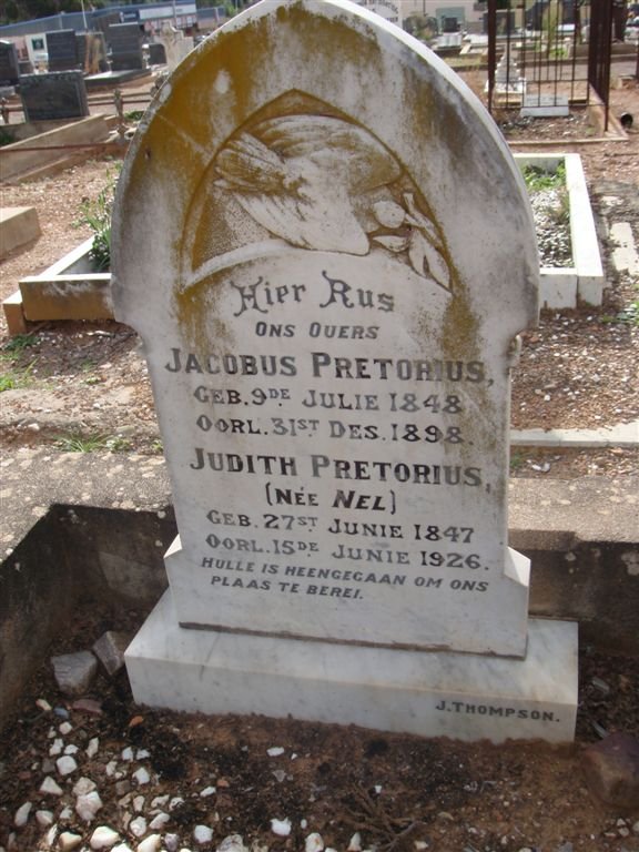 PRETORIUS Jacobus 1848-1898 &amp; Judith NEL 1847-1926