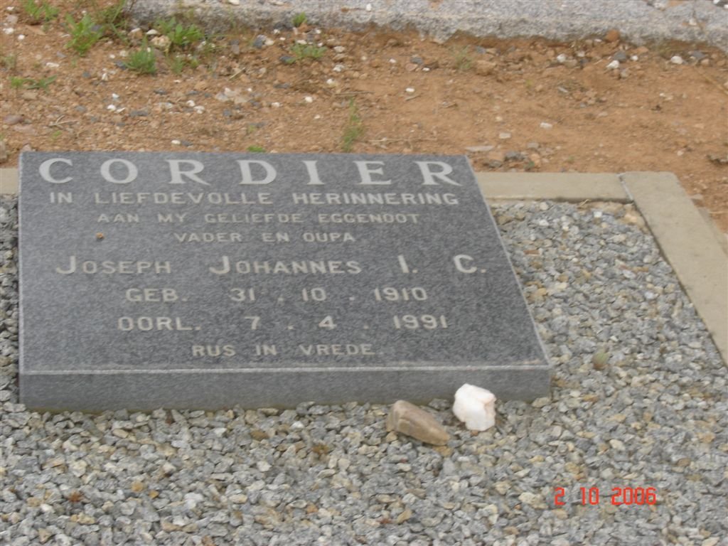 CORDIER Joseph Johannes I.C. 1910-1991