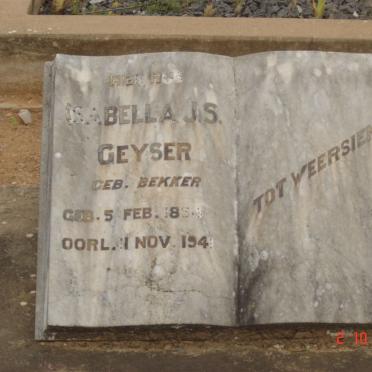 GEYSER Isabella J. S.  nee BEKKER 1854-1941