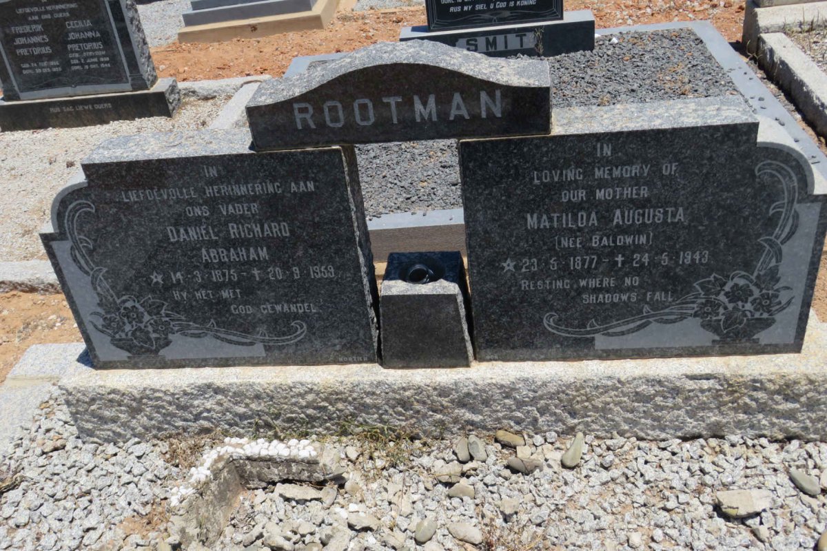 ROOTMAN Daniel Richard Abraham 1875-1959 &amp;  Matilda Augusta BALDWIN 1877-1943