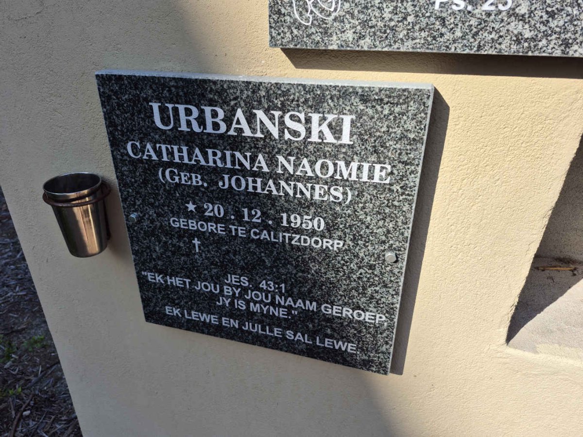 URBANSKI Catharina Naomie nee JOHANNES 1950-
