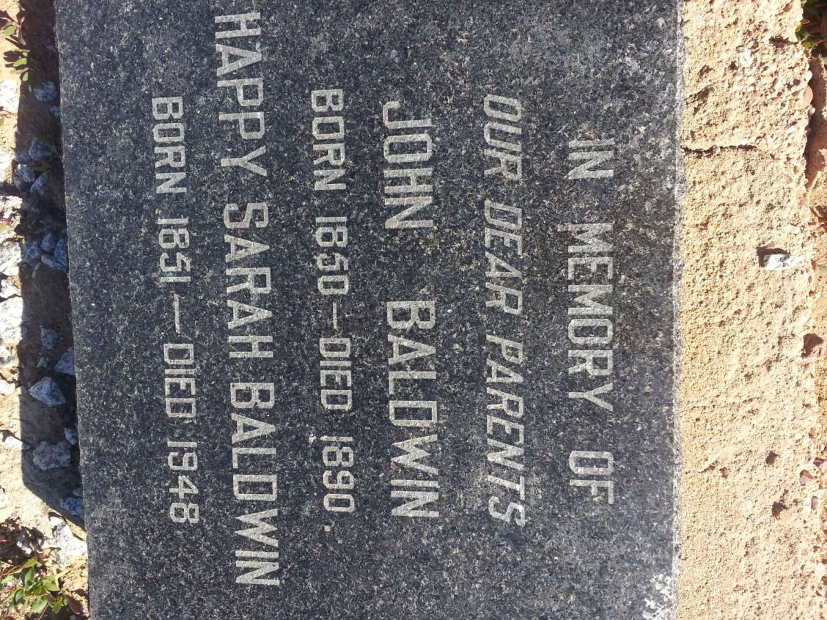 BALDWIN John 1850-1890 &amp; Happy Sarah 1851-1948