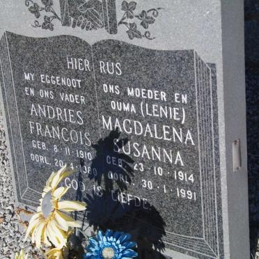 ? Andries Francois 1910-1980 &amp; Magdalena Susanna 1914-1991