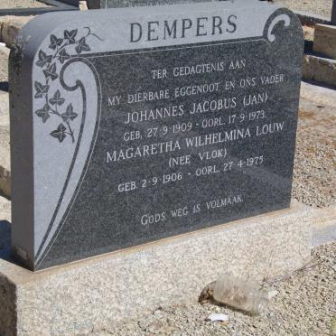 DEMPERS Johannes Jacobus 1909-1973 &amp; Margaretha Wilhelmina Louw VLOK 1906-1975