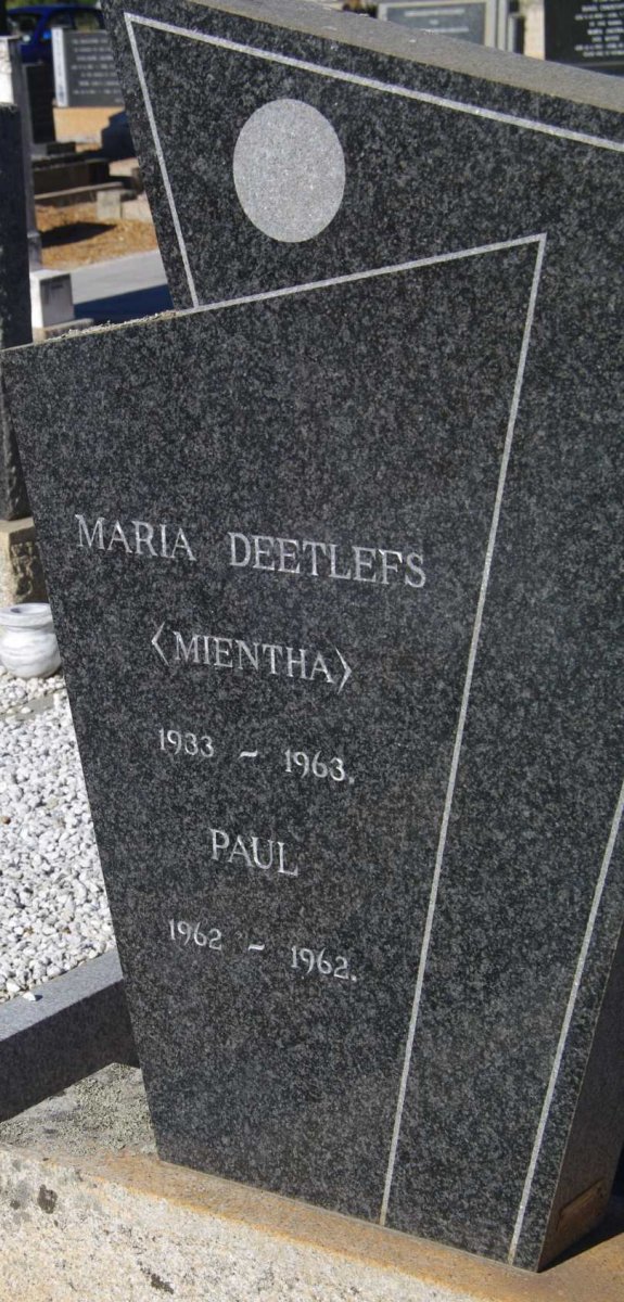 DEETLEFS Maria 1933-1963 :: DEETLEFS Paul 1962-1962