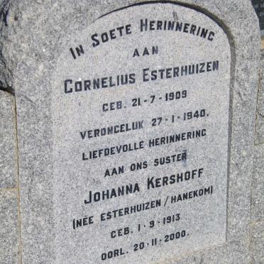 ESTERHUIZEN Cornelius 1909-1940 :: KERSHOFF Johanna previously ESTERHUIZEN nee HANEKOM 1913-2000
