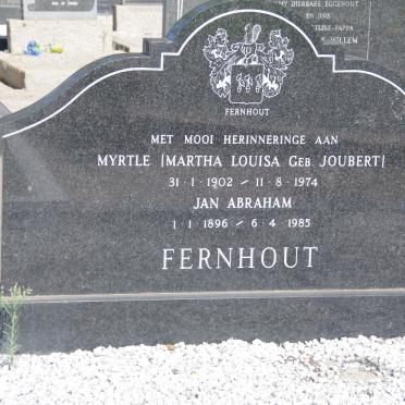 FERNHOUT Jan Abraham 1896-1985 &amp; Martha Louisa JOUBERT 1902-1974