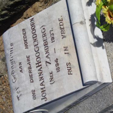 HOOGENDOORN Johanna nee ZANDBERG 1894-1937